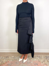 Italian Sporty Nylon Ribbon Skirt in Black - The Shoe Hive