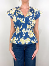 Ivana Top in French Blue Multi - The Shoe Hive