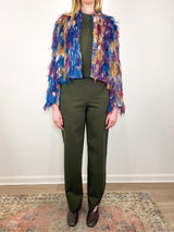 Jacket in Berry Blue Fringy Jacquard - The Shoe Hive