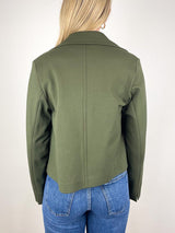 Jacket in Dark Khaki Compact Jersey - The Shoe Hive
