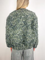 Jacket in Dark Khaki Destructed Jacquard - The Shoe Hive