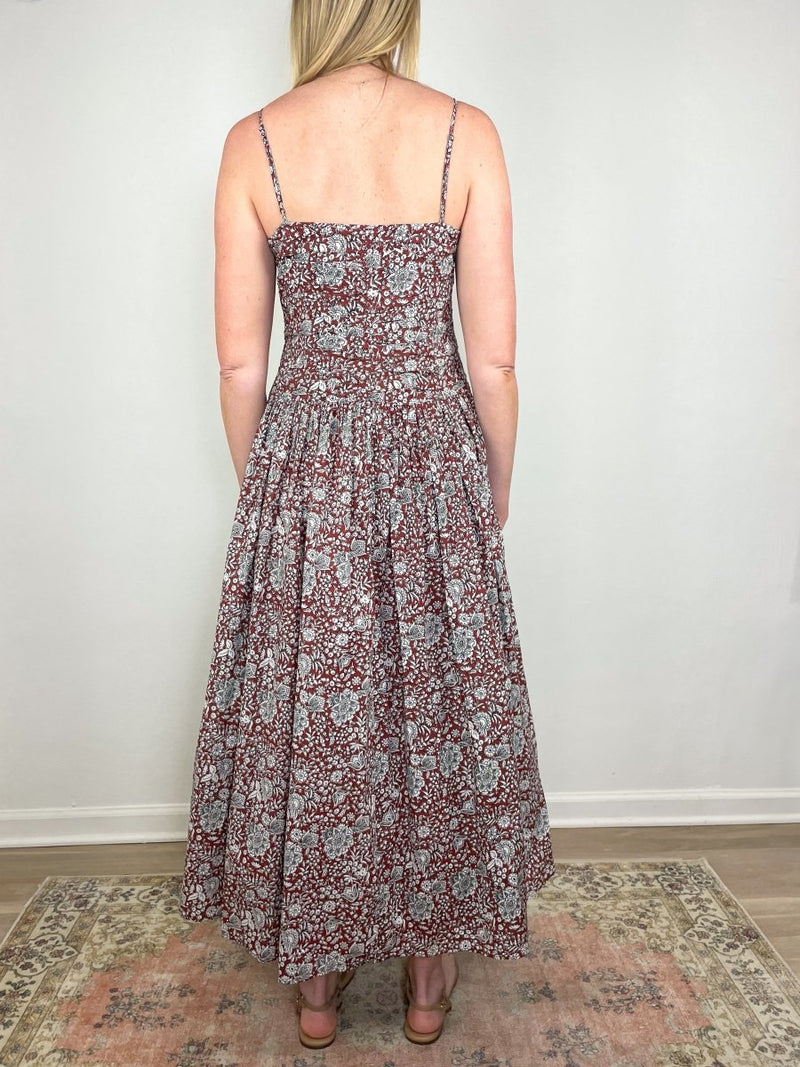 ruched floral dress Jana Ruched Bodice Maxi in Clay Floral
