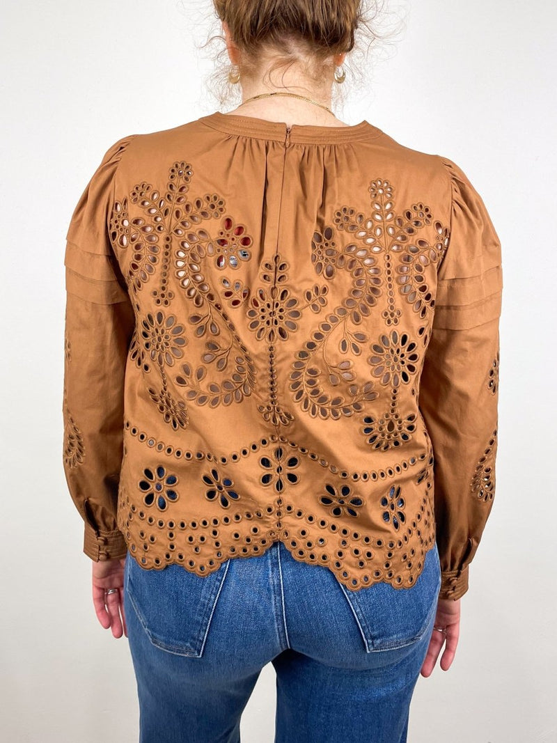 Jennifer Top in Mocha Embroidered Eyelet - The Shoe Hive