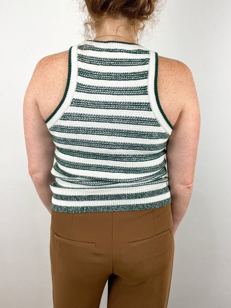 Jerrel Knit Tank in Ivory/Green - The Shoe Hive