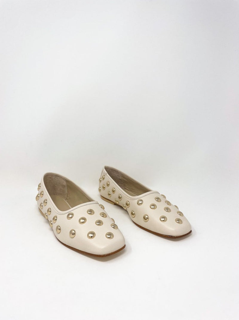 Jessie in Bone Calf w/Gold Studs - The Shoe Hive