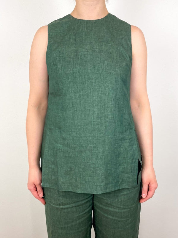 Jo Tunic in Safari Green Sahara Linen - The Shoe Hive