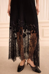 Josina Lace Midi Skirt in Noir - The Shoe Hive