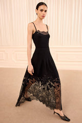 Josina Lace Midi Skirt in Noir - The Shoe Hive