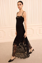 Josina Lace Midi Skirt in Noir - The Shoe Hive