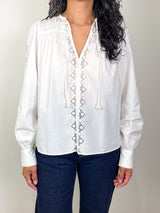 Kady Long Sleeve Blouse in Pristine - The Shoe Hive
