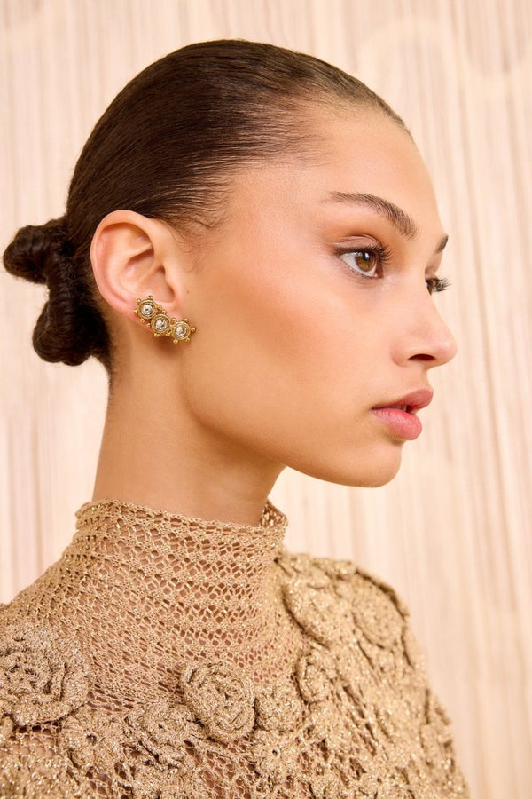 Kavi Crystal Mix Stud Climber Earring - The Shoe Hive