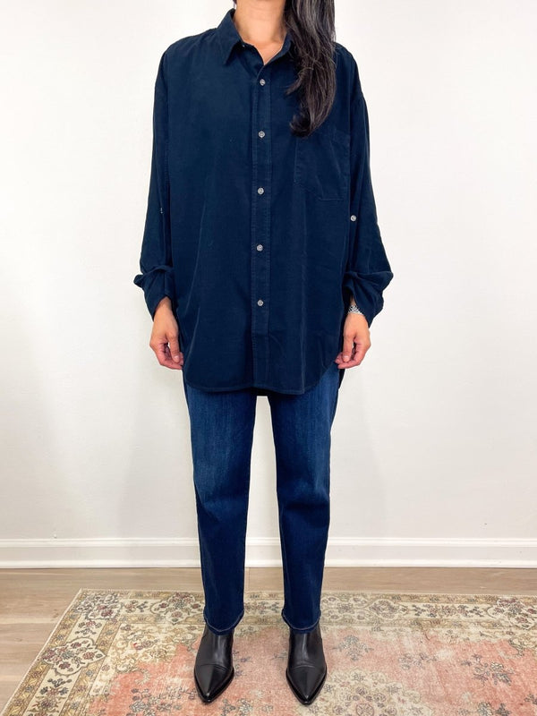 Kayla Shirt in Corduroy in Navy - The Shoe Hive