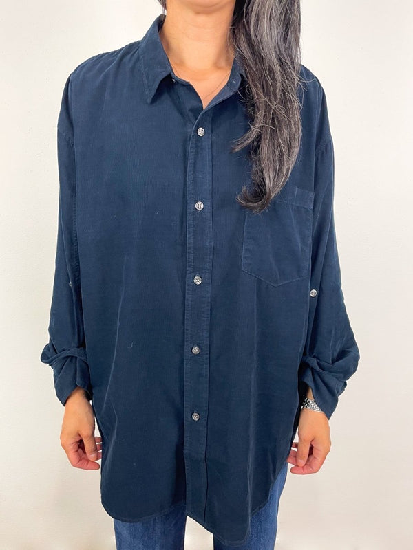 Kayla Shirt in Corduroy in Navy - The Shoe Hive