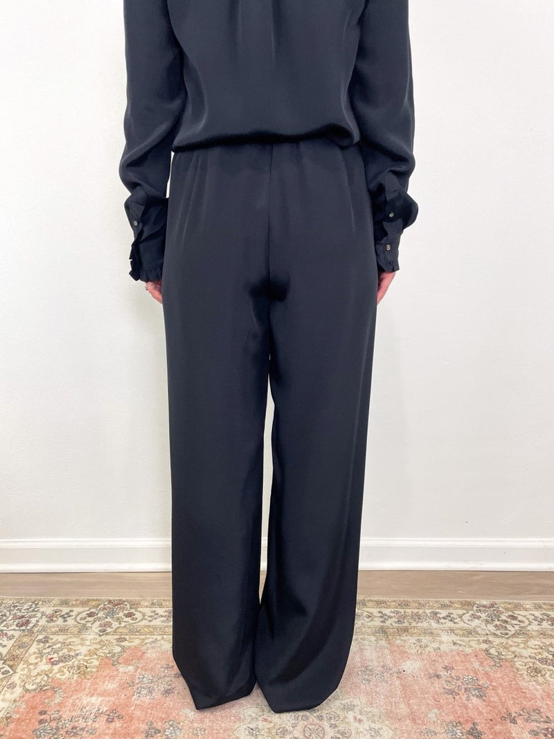 Kelly Pant in Black Silk Crepe - The Shoe Hive