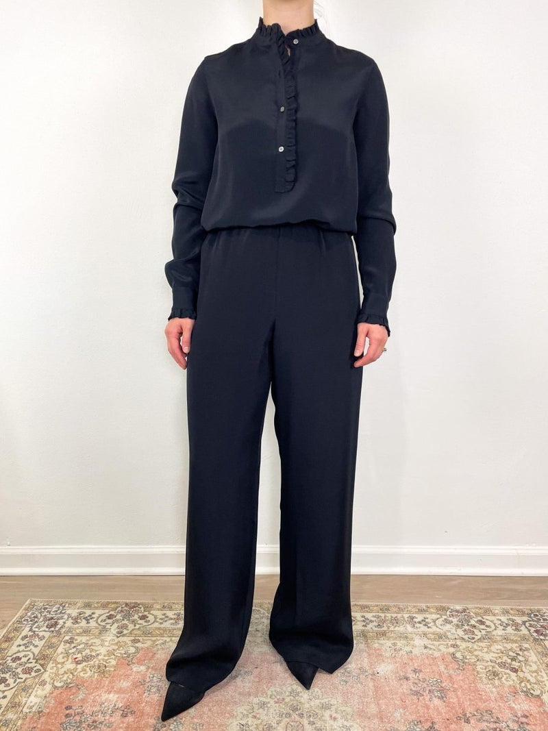 Kelly Pant in Black Silk Crepe - The Shoe Hive