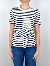 Kelsey Top in Cream/Classic Navy Multi - The Shoe Hive
