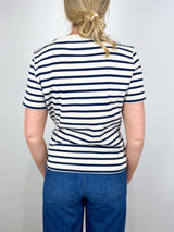 Kelsey Top in Cream/Classic Navy Multi - The Shoe Hive