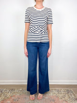 Kelsey Top in Cream/Classic Navy Multi - The Shoe Hive