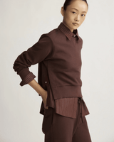 Kent Crewneck with Snaps Cotton Terry in Oxblood - The Shoe Hive