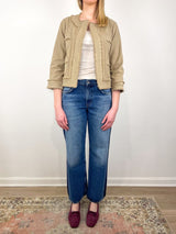 Kiki Jacket in Khaki Stretch Canvas - The Shoe Hive