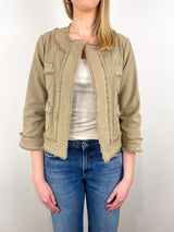Kiki Jacket in Khaki Stretch Canvas - The Shoe Hive