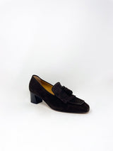Kilt Heel in Chocolate Suede - The Shoe Hive