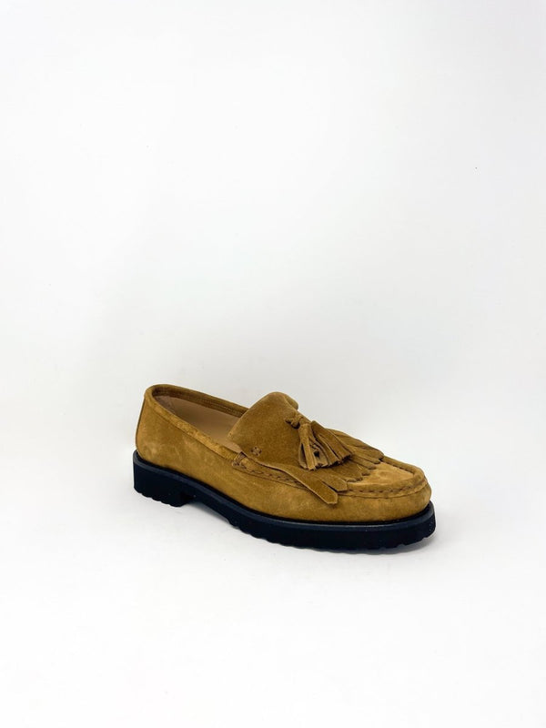 Kilt Lug Sole Penny Loafer in Whiskey Suede - The Shoe Hive
