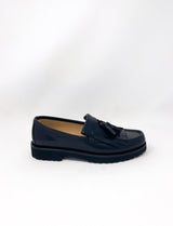 Kilt Penny Loafer in Black Leather - The Shoe Hive