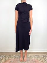 Kira Sculptural Dress in Chocolate - The Shoe Hive