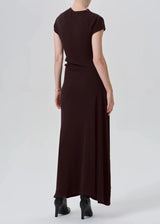 Kira Sculptural Dress in Chocolate - The Shoe Hive