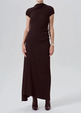 Kira Sculptural Dress in Chocolate - The Shoe Hive