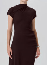Kira Sculptural Dress in Chocolate - The Shoe Hive