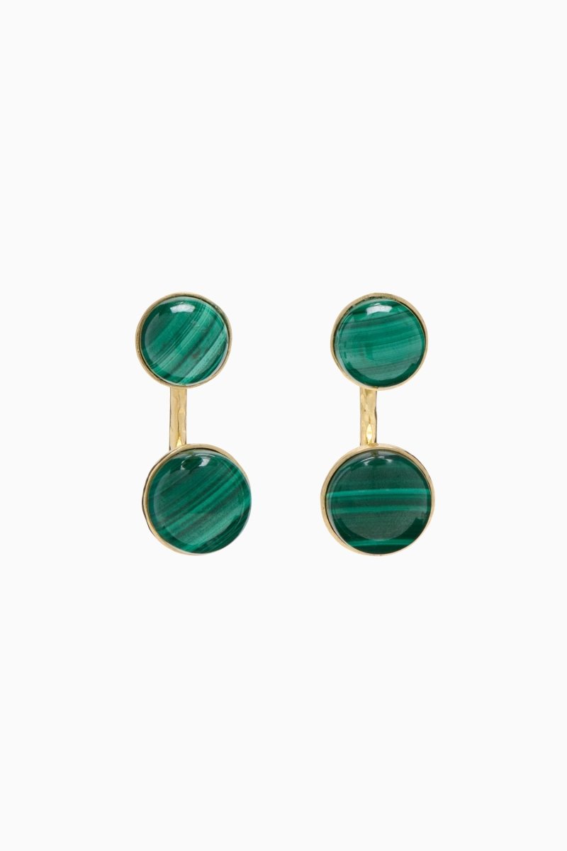 Kiri Double Stone Earring in Malachite - The Shoe Hive