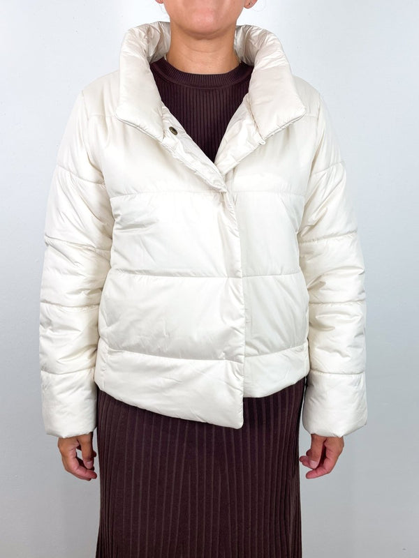 Knit Cuff Puffer in Talc - The Shoe Hive