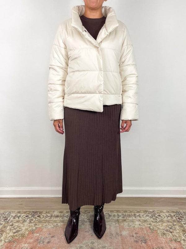 Knit Cuff Puffer in Talc - The Shoe Hive