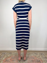 Kovi Dress in Maritime Blue/Cream Wide Stripe - The Shoe Hive