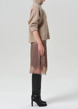Laced Trimmed Skirt in Cocoa - The Shoe Hive