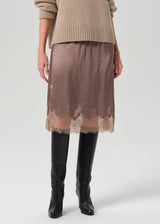 Laced Trimmed Skirt in Cocoa - The Shoe Hive