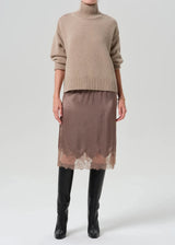 Laced Trimmed Skirt in Cocoa - The Shoe Hive