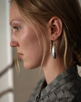 Large Elongated Ellipse Earrings in Silver - The Shoe Hive