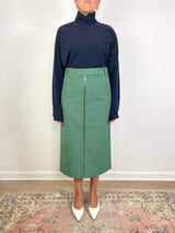 Leon Check Midi Trouser Zip Skirt in Green Multi - The Shoe Hive