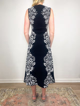 Liana Jacquard SL Midi Dress in Noir - The Shoe Hive