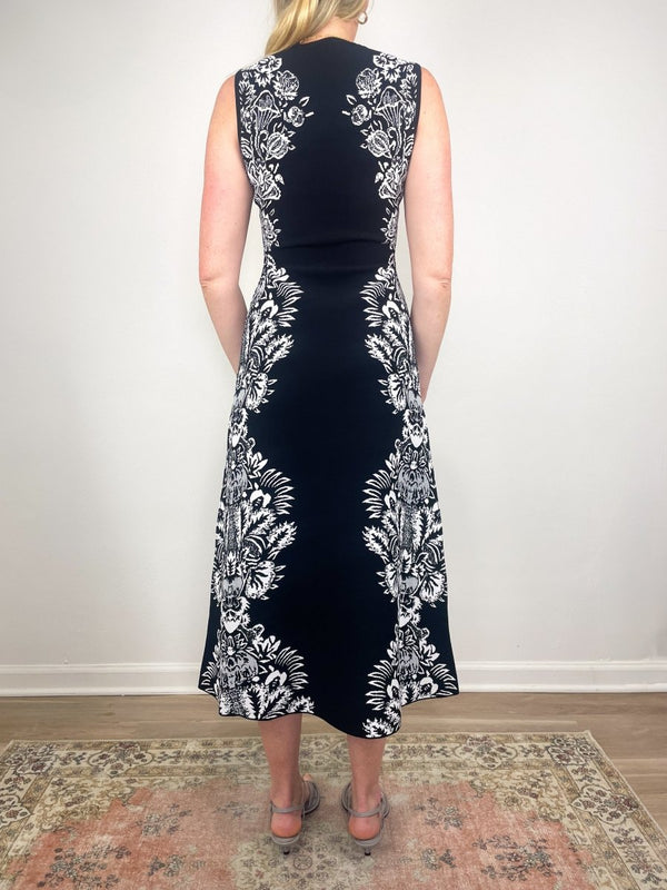 Liana Jacquard SL Midi Dress in Noir - The Shoe Hive