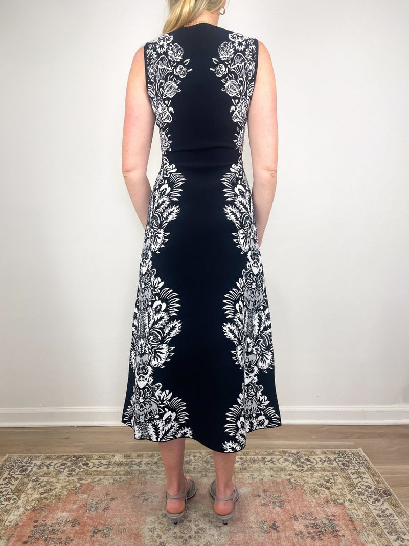 Liana Jacquard SL Midi Dress in Noir - The Shoe Hive