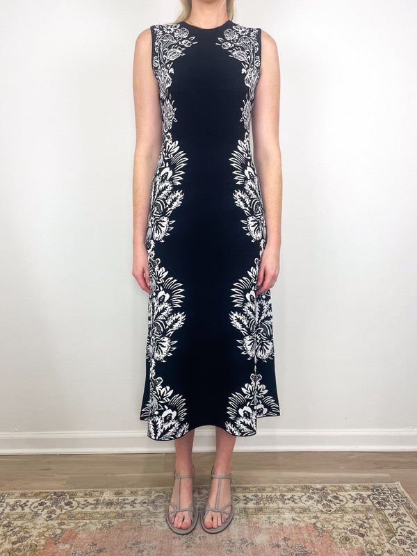 Liana Jacquard SL Midi Dress in Noir - The Shoe Hive