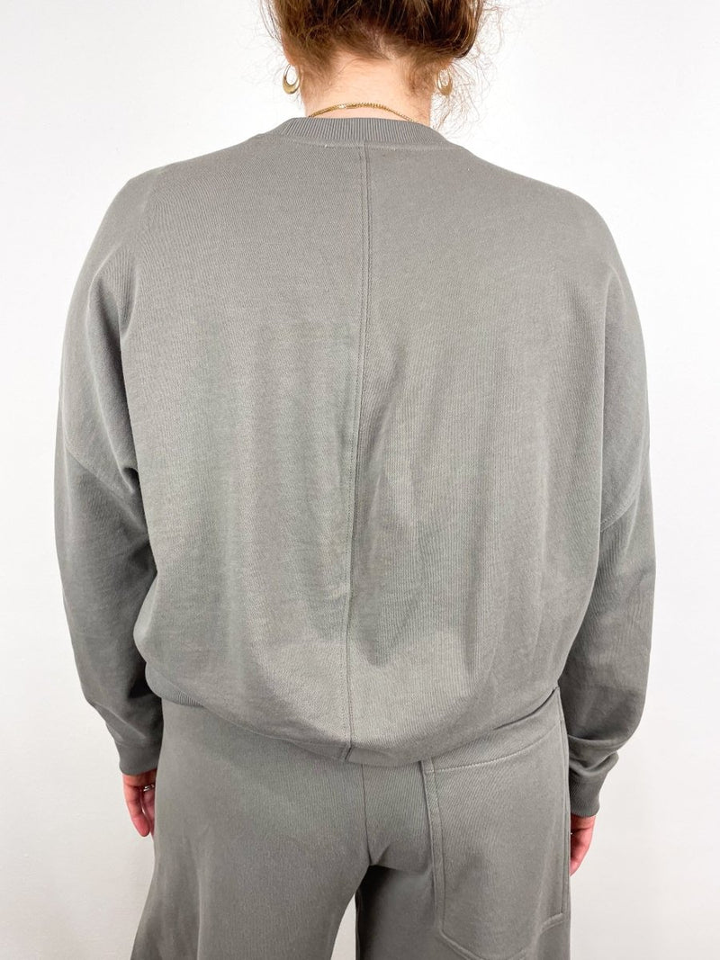 Light Weight Sweatshirting Crewneck in Dark Stone - The Shoe Hive