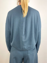 Light Weight Sweatshirting Crewneck Sweatshirt in Blue Grey - The Shoe Hive