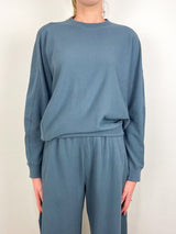 Light Weight Sweatshirting Crewneck Sweatshirt in Blue Grey - The Shoe Hive