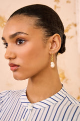Lilith White Pearl Hoop Earring - The Shoe Hive