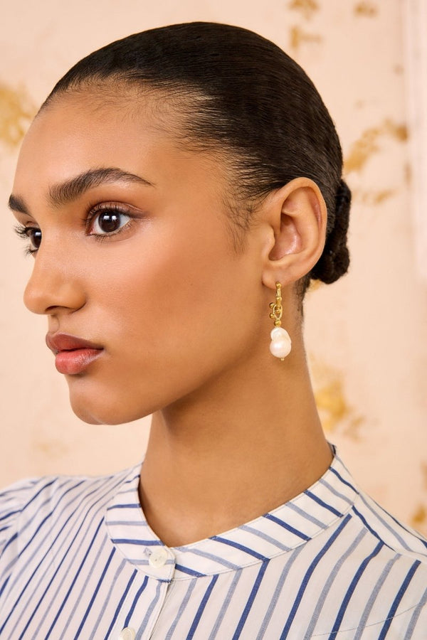 Lilith White Pearl Hoop Earring - The Shoe Hive